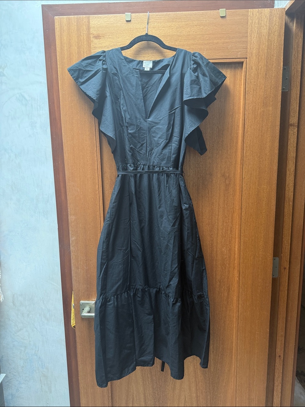 a new day Black Ruffle-Sleeve Maxi Dress